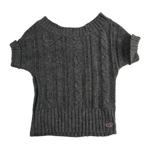 Hollister‎ California Knit Cable Short Sleeve Gray Sweater Top Women's